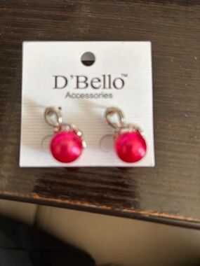 Pink Drop Earrings - Shiny Pink Pearl Dangle